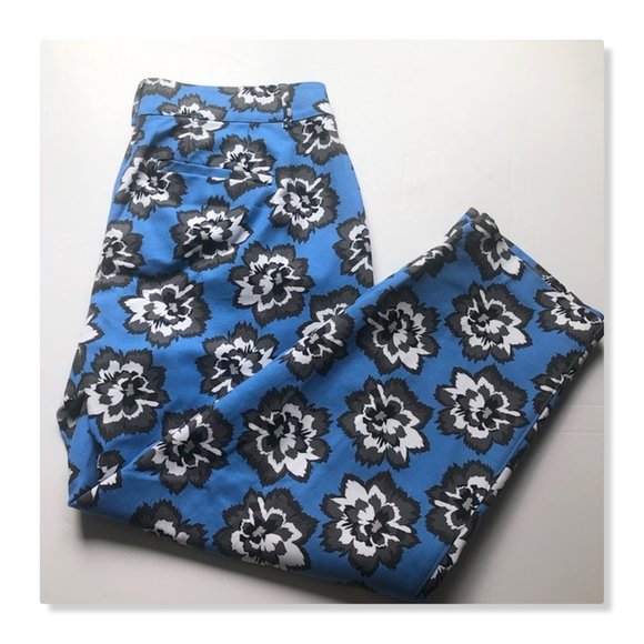 Lane Bryant Lena Modernist Blue Floral Ankle Pant Stretch Cotton Blend Sz 14 NWT - Picture 10 of 16